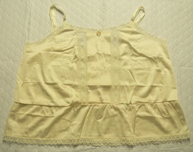 Vintage J.C. Penney Camisole Top Lingerie ECRU Color Lace Size 36 100% Nylon USA