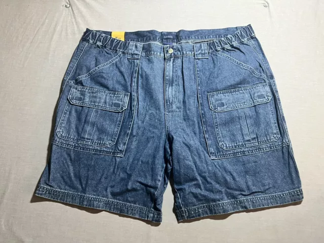 Croft & Barrow Denim Shorts Mens 46 Blue Cargo Pocketed Belted Zip Button Men.