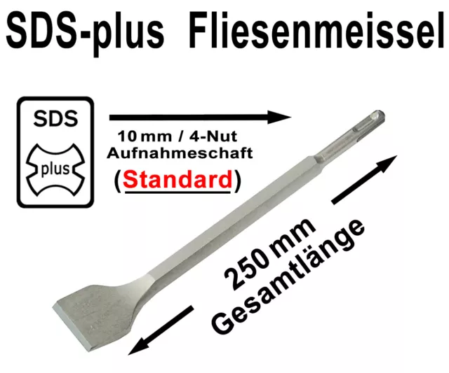 SDS-plus Breitmeißel Satz 4-tlg Fliesen Meißel Spatmeißel für Stemm & Bohrhammer 3