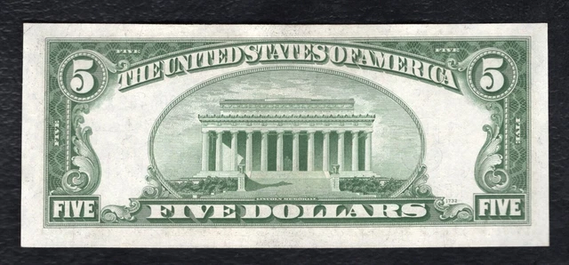 1934-D $5 Five Dollars Silver Certificate Currency Note Gem Uncirculated (F) 2