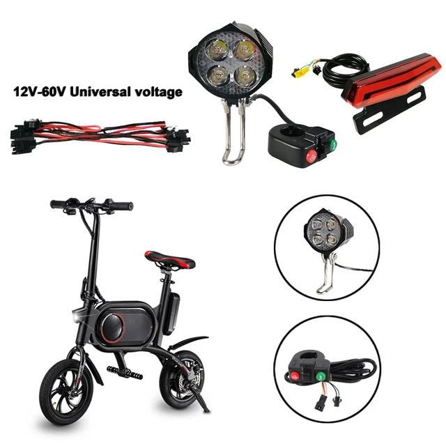 LED EBIKE HEADLIGHT 24V 48V 60V Universal Electric Bike Turn Signals