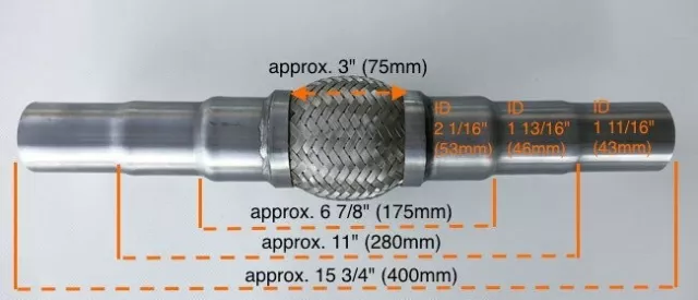 Flexible Tuyau D'échappement Flex Tube Tresse Inox Ø 45x48x55 mm / L 400 mm