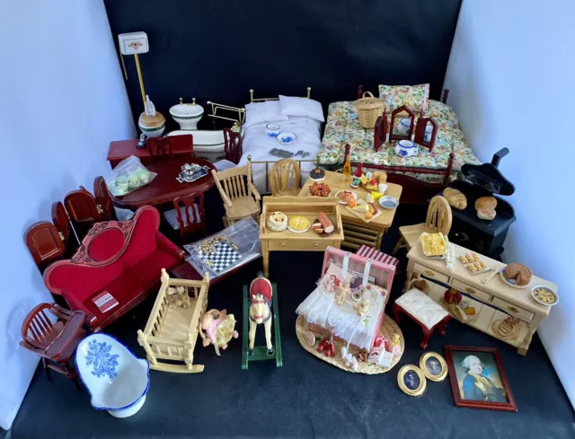 Huge Job lot Bundle Dolls House Furniture & Accessories 1:12 Scale