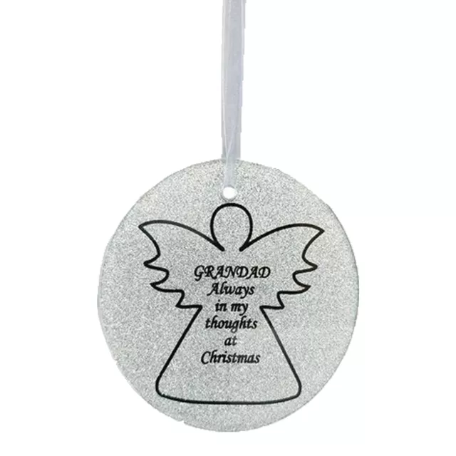 Plata Brillante Cristal Ángel Memorial Árbol de Navidad Percha - Abuelo