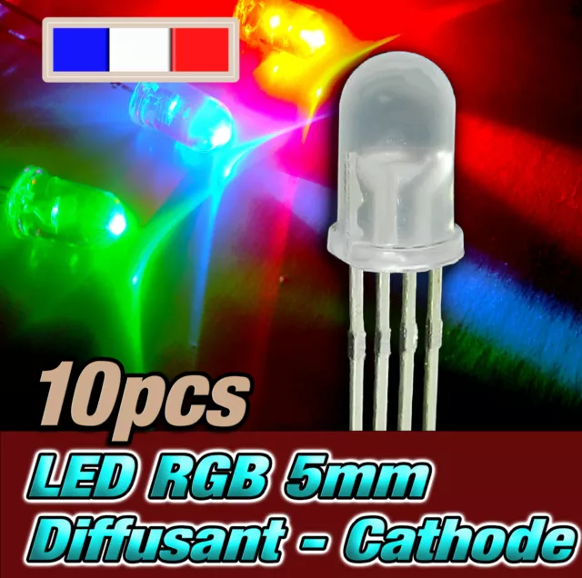 D705/10# LED RGB 5mm ronde diffusant rouge vert bleu 5mm cathode commune 10pcs