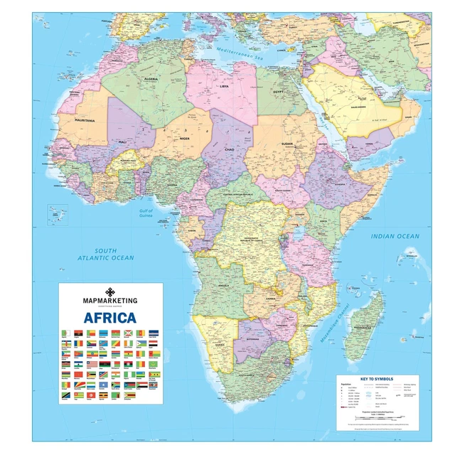 Africa Political Laminated Wall Map For Business