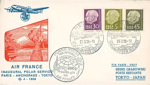 SARRE 1958 "1er Vol Transpolaire Paris-Tokyo" TYPE P5-2