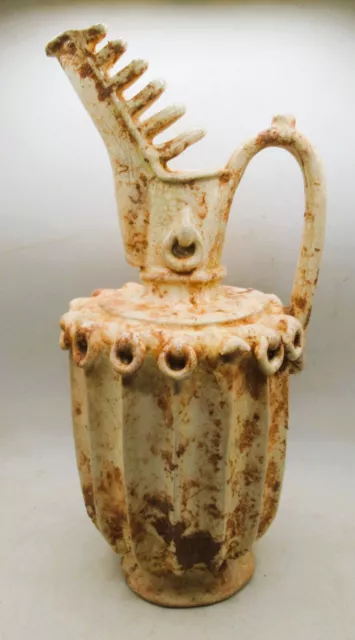 A371 Ancient Near Eastern Ceramic Glazed Jug Vessel. Superb