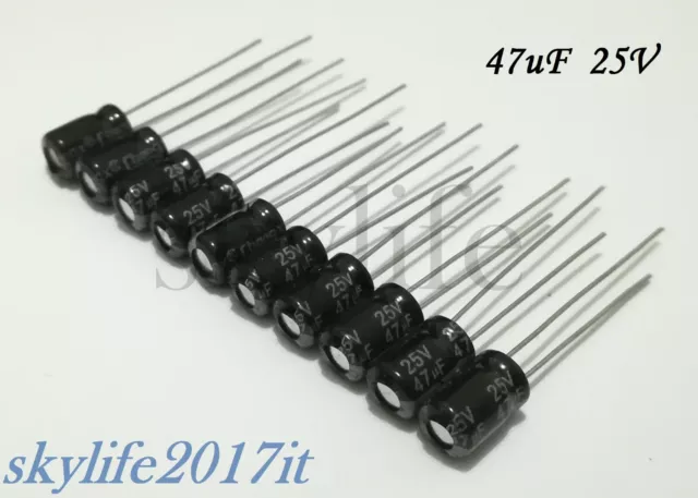 10 pz Condensatori elettrolitici 47uF 25V - 10 pezzi condensatore