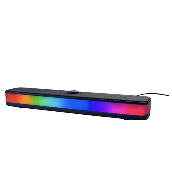 GOODMANS GAMING SOUNDBAR speaker colour changing LED lighting bar black ...