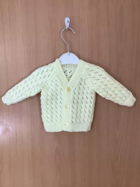 Lemon Hand Knitted Baby Cardigan - Size 0-3 months