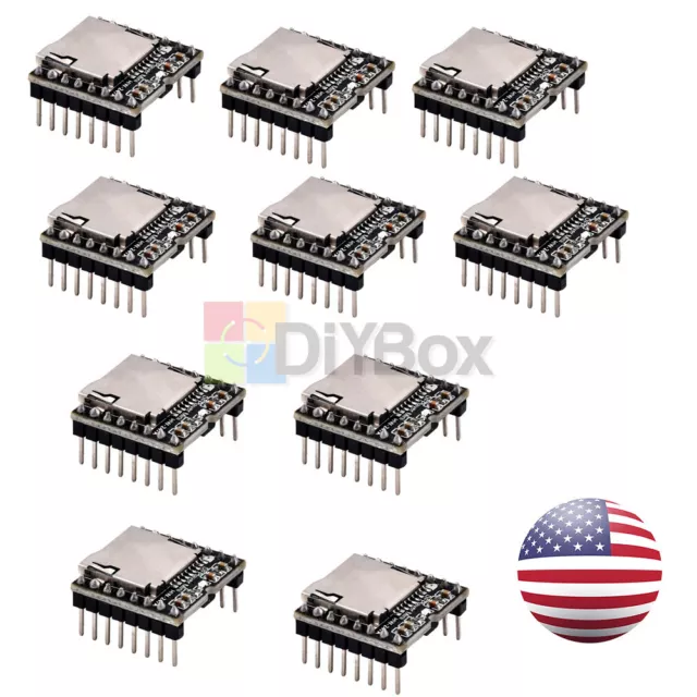 10PCS TF Card U Disk Mini MP3 Decoder Player WMV Audio Voice Module DFPlayer USA