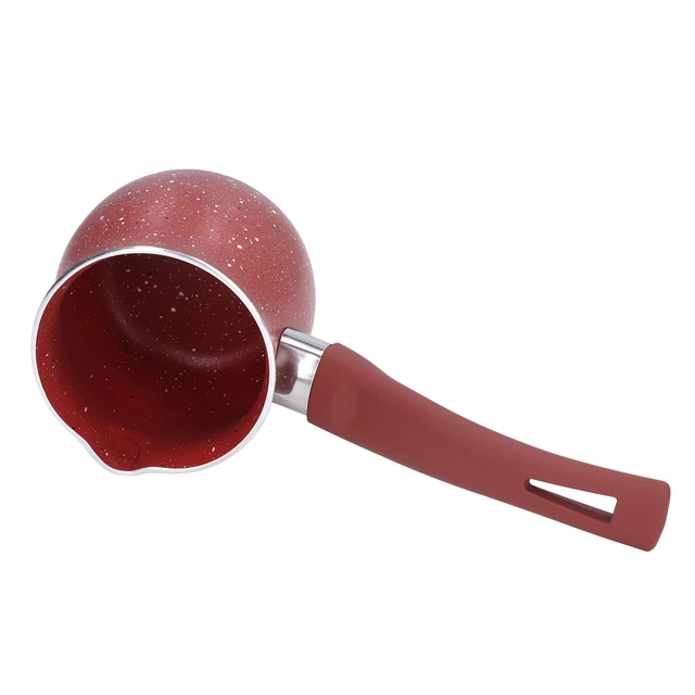 Olla de cocina antiadherente roja de 8 cm diapositivas de aleación de aluminio de una sola manija para