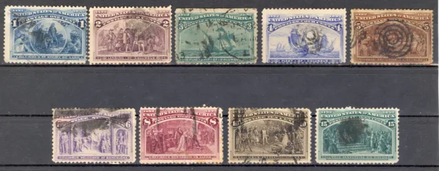 USA, 1893, Columbus World's Fair, 1 to 15 cents value, Mi 73-81