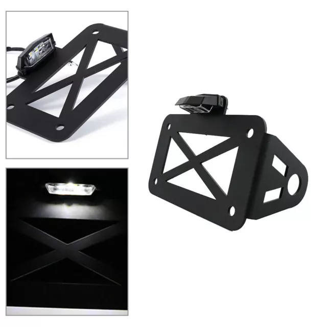 Motorcycle Metal Side Mount License Number Plate Holder Tail Light Bracket Frame