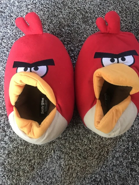 Angry Birds plush slippers RED youth 2/3 Gently Worn In House Halloween Costume