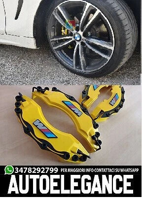 Bmw Serie 5 E60 E61 Cover Copri Pinze Freni Gialle Anteriori & Posteriori Look M