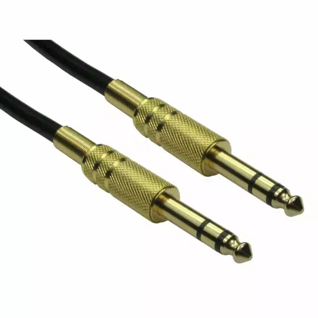 1/4 Inch 6.35mm Big Jack Cable TRS Stereo Balanced Audio Lead lot Gold