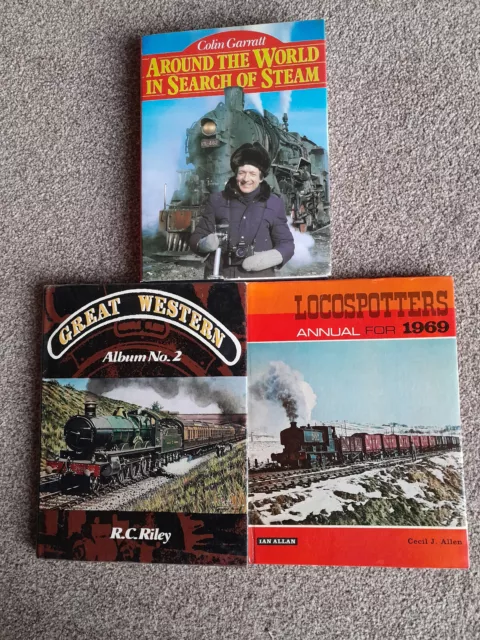 3  Train Books ,  Around The World In Search Of Steam, Great Western, Locos.