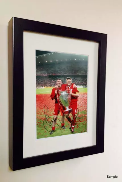 Signed Steven Gerrard Carragher Liverpool Istanbul Autograph Photo Picture Frame