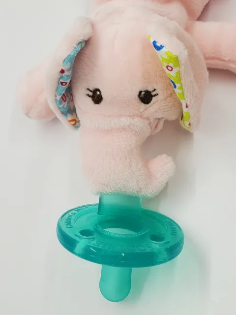 WubbaNub Baby Elephant Plush Toy With Pacifier Pink Binky Holder