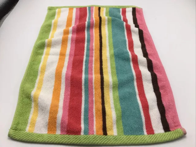 Fingertip Towel Stripes Bright Bold Kids Bathroom Pink Red Yellow Orange 16x11