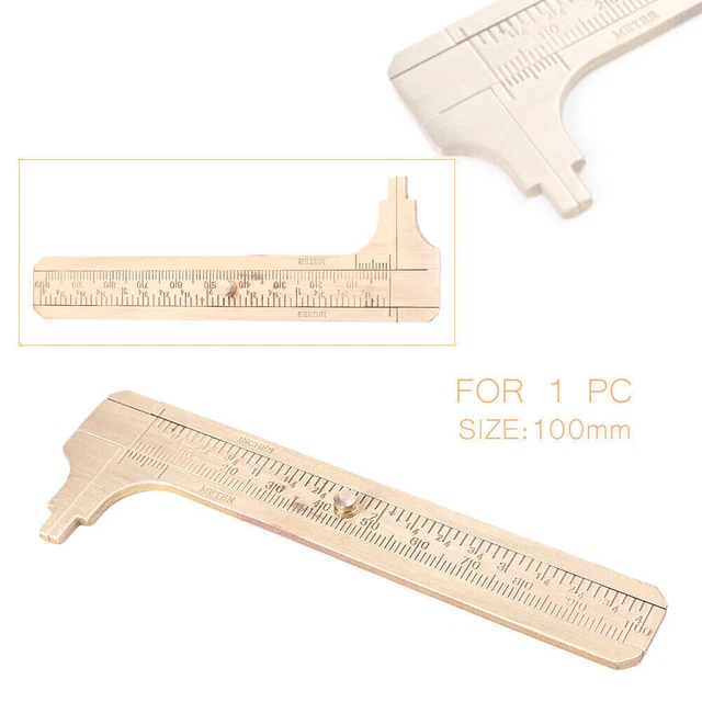 4inch/100mm Brass CALIPER Sliding Vernier Ruler Gauge Gem Tool Kit Measuring