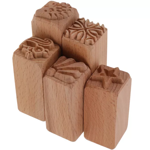 Holz Stempel Mondkuchenform Handpresse Keksstempel 5 Stücke