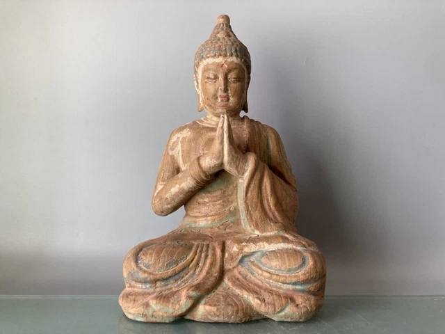Collection Chinese Old Wood Carved Painted Buddha Statue Wooden Sculpture Art
