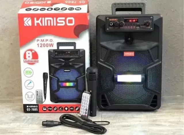 Cassa Bluetooth Altoparlante 8” 1200W con Microfono Party Karaoke Kimiso QS-7805