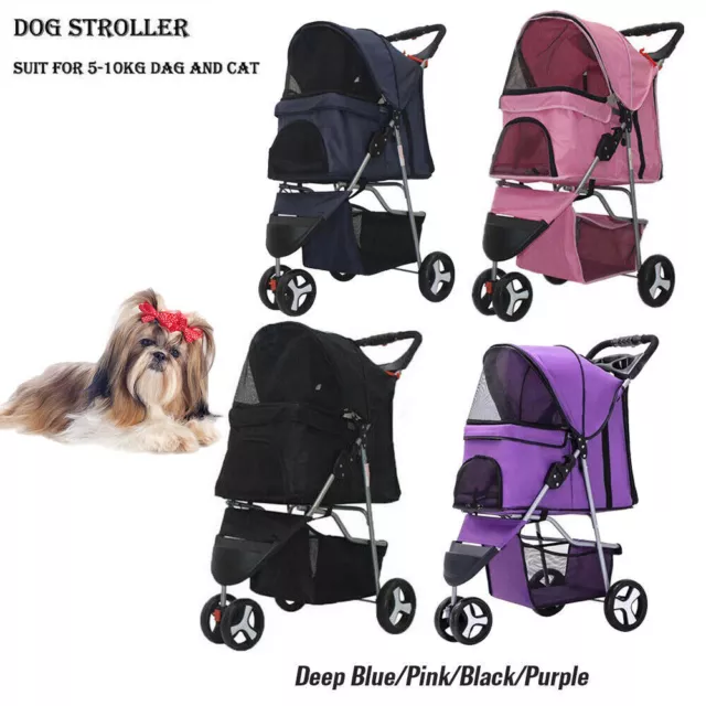 VILOBOS Double Dog Stroller Foldable Travel Carrier Cart Pet Pushchair 4  Wheels