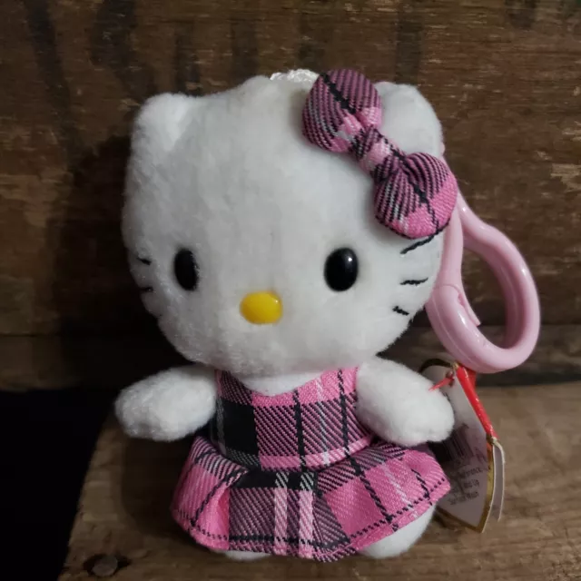 Hello Kitty TY Sanrio 2012 Stuffed Plush 4” Pink Dress Keychain