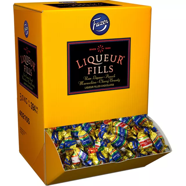 FAZER LIQUEUR FILLS Rum Punch Cherry Brandy Alcohol Filled Chocolate Candy