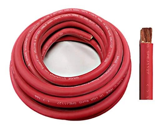 WNI 1/0 Gauge 10 Feet Red 1/0 AWG Ultra Flexible Welding Battery Copper Cable...