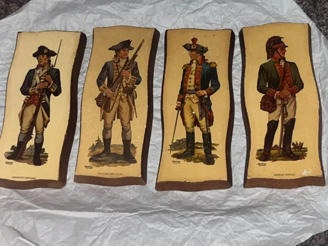 Set of 4 Frederick Elminger Revolutionary War Soldiers Art Print Wooden