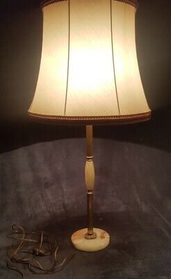Grande Lampe De Salon Ancienne Marbre,Onyx, Laiton, Bronze. Haut. 90 Cm Diam. 45