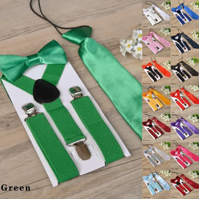 Set di sospensioni e cravatte con fiocco per ragazzi ragazze design elastico e regolabile