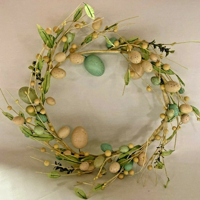 Spring Easter Egg Wreath Door Hanging Robin Egg Blue Yellow