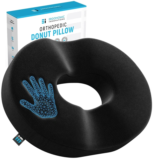 ERGONOMIC INNOVATIONS Donut Pillow for Tailbone Pain Relief and Hemorrhoids, ...
