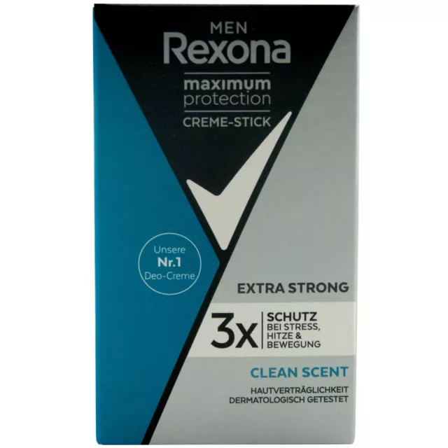 Rexona Hommes Stick Déodorant Clean Scent 1 X 45ml Maximum Protection Crème