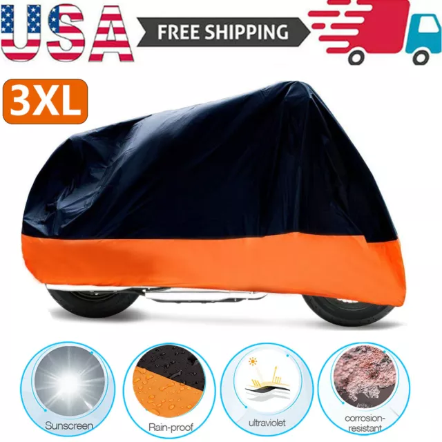 3XL Motorcycle Bike Cover Davidson Outdoor Rain Dust Large Waterproof For Harley