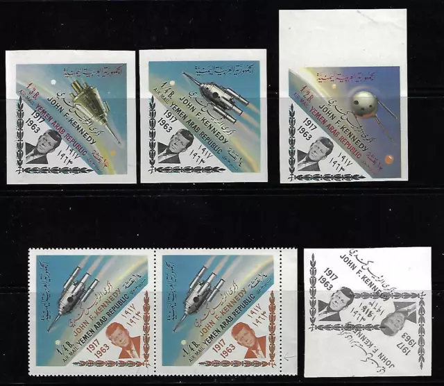 Yemen Republic 1964 Imperf Set & Perf Pair Unissued Colors Sg 259 261 Nh