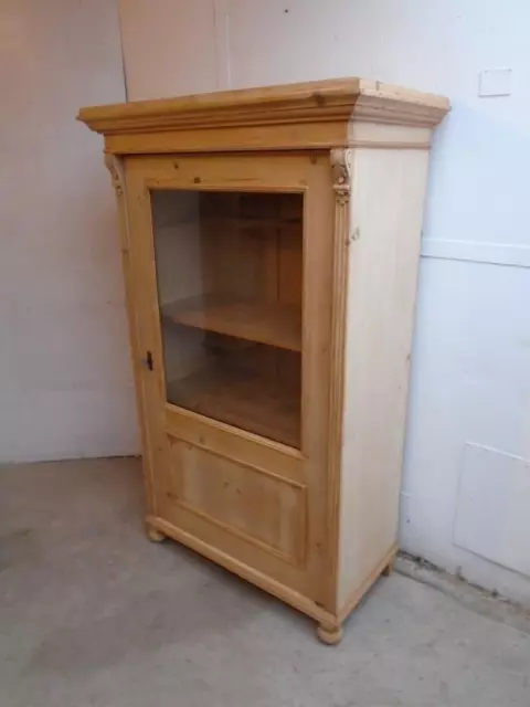 A Superb 1 Door Victorian Antique/Old Pine Display Cabinet to Wax/Paint