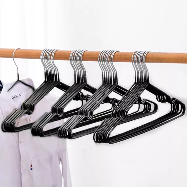 80 Black Heavy Duty Metal Wire Hangers 16" Strong Standard Coat & Clothes Hanger