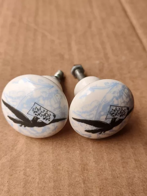 2 - Antique Porcelain Drawer Pull Door Dresser Handle Knob Furniture Hardware