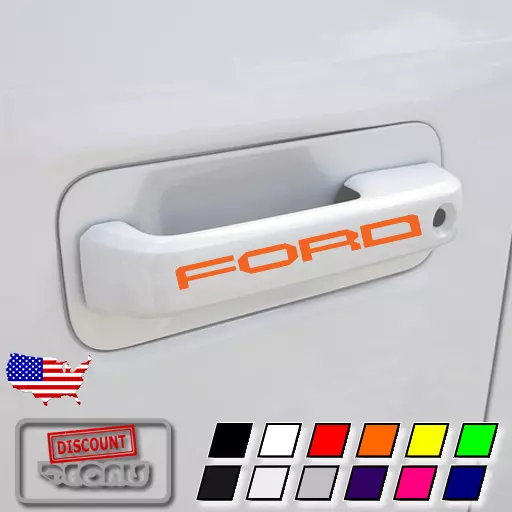 4x Orange Door Handle Decal Sticker For FORD F150 F250 F350 Raptor Ranger