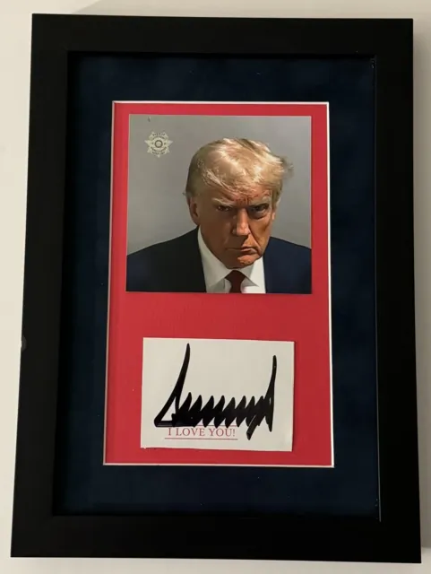 Donald Trump Signed Autographed Mugshot Pro Framed Photo w Cut Auto *POTUS*