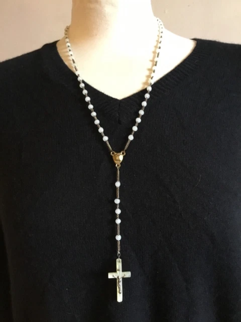 Collier Pâte De Verre Murano, Perles Céramique Et Agate – Vintage, Longueur 41-45 Cm