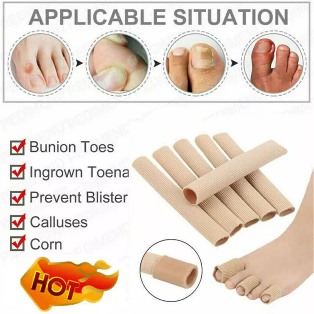 1/5/10 Silicone Tube Toe Gel Protectors Soft Cushion Pad Finger Foot Pain Relief 2