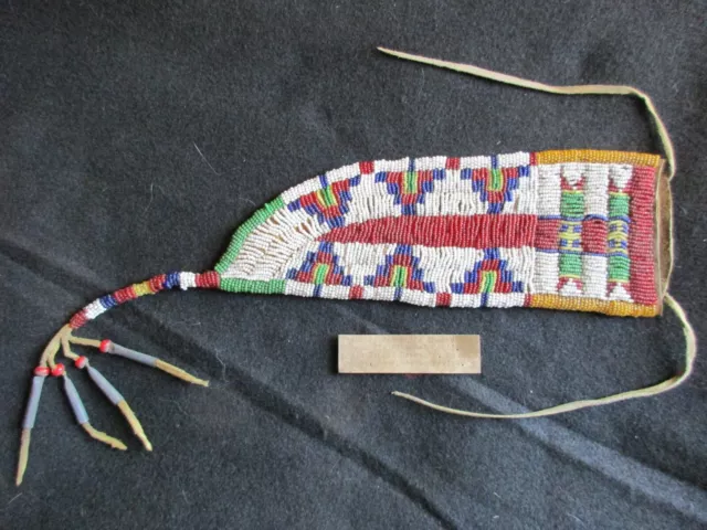 NATIVE AMERICAN BEADED LEATHER KNIFE SHEATH, with BEADED DROP,  PORT-0923*07921